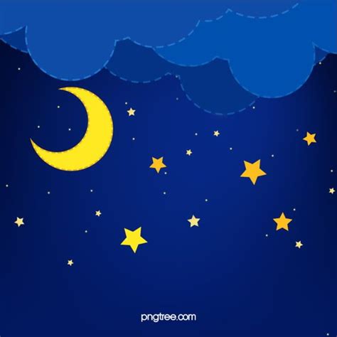 A Lua Crescente E As Estrelas No Céu Escuro à Noite Fundo Night