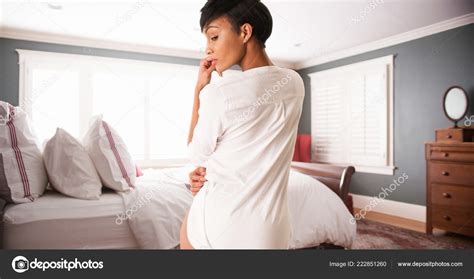 Sexy Seductive Woman Bedroom Looking Shoulder Stock Photo By Mark