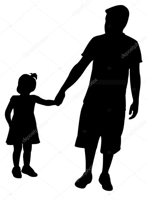 Father And Daughter Walking Silhouette Vector — Stock Vector © Drart