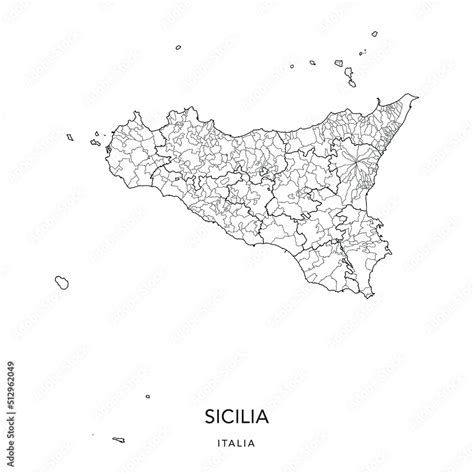 Vector Map Of The Geopolitical Subdivisions Of The Region Of Sicily