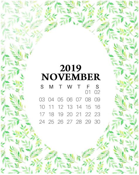 Latest November 2019 Floral Calendar Free Printable Calendar