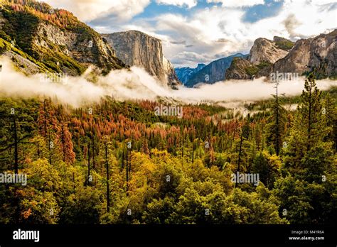 Yosemite Valley At Cloudy Autumn Morning Stock Photo Alamy