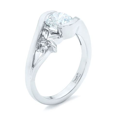 Organic Leaf Solitaire Diamond Engagement Ring 102411 Seattle Bellevue Joseph Jewelry