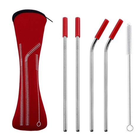 5pcslot 304 Stainless Steel Metal Straw Mugs With Cleaning Brush And