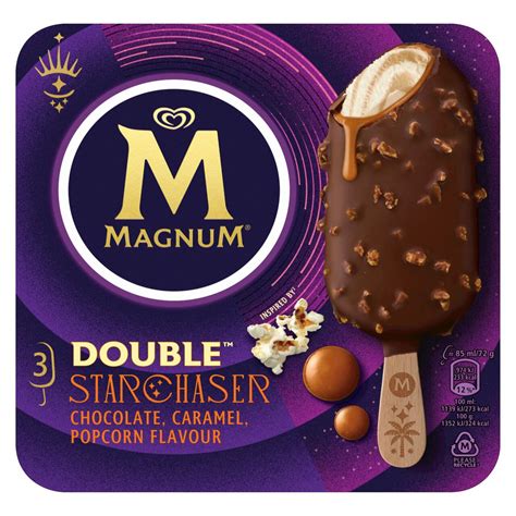 Magnum Star Chaser Chocolate Caramel And Popcorn Ice Cream Lollies 3 X