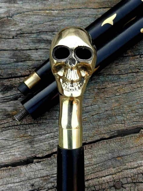 Collectible Solid Brass Men Skull Head Handle Vintage Walking Etsy