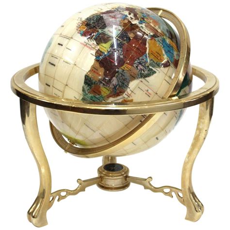 Modern World Globe In Semi Precious Stone On Brass Stand At 1stdibs