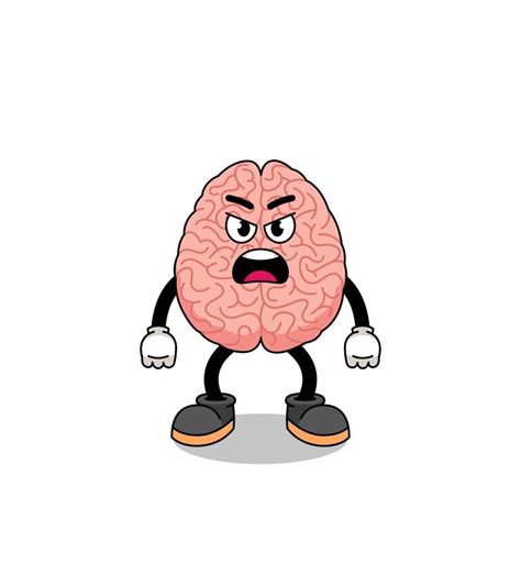 Brain Cartoon Illustration With Angry Expression 6671299 Vector Art At