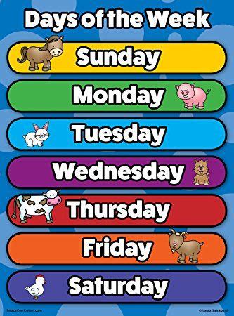 Days Of The Week Poster Chart LAMINATED Double Sided 18 X 24