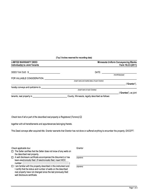 Limited Warranty Deed Individuals To Joint Tenants Form Fill Out And