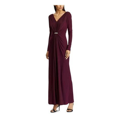 Ralph Lauren Ralph Lauren Womens Burgundy Embellished Long Sleeve V