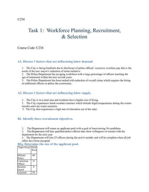 Workforceplanningjrecruitmentj0selectiontask1copydocx C234Â