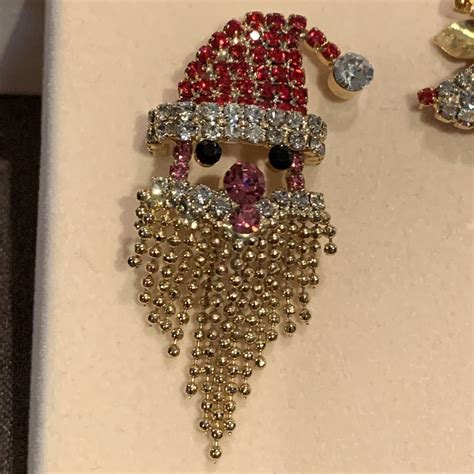 Kirks Folly Reindeer Santa Clause Crystal Pins Novelty Fashion Winter