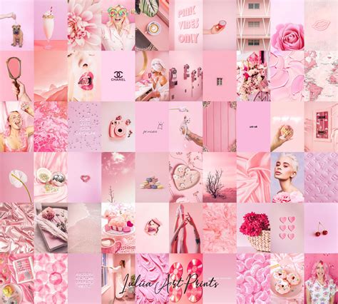 Light Pink Wall Collage Kit Digital Download 60 Pcs 4x6 Etsy