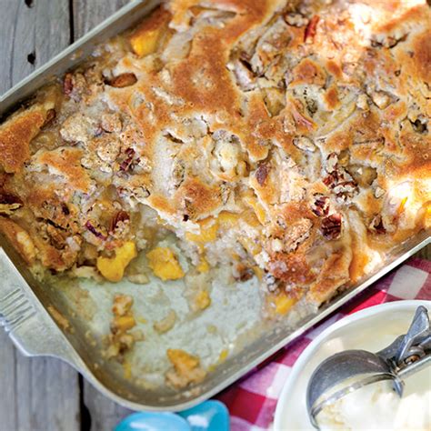 Heat the butter on the stove or in the oven. Hill Country Peach Cobbler - Paula Deen Magazine