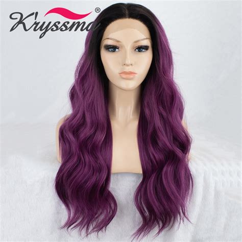 Kryssma 13x3 Lace Burgundy Wigs Long Wavy Synthetic Lace Front Wigs For Black Women Heat