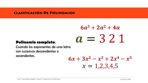 El Profesor De Matemáticas Clasificación De Polinomios
