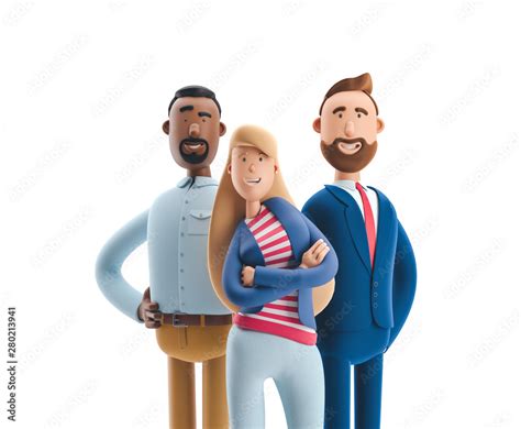 3d Illustration Group Of Happy Business People Standing On A White