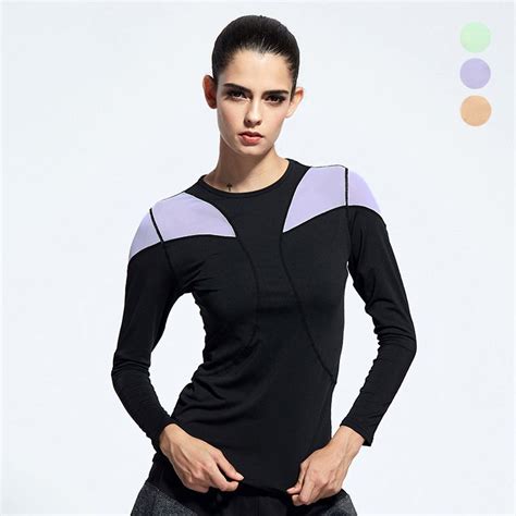 Stitching Net Yarn Women New Sports Yoga Long Sleeve T Shirt Quick Drying High Elastic Slim