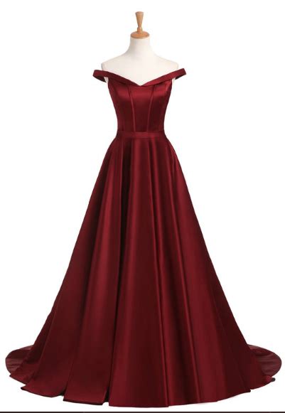 Burgundy Satin Prom Dresslong Prom Dressesprom Dressesevening Dress