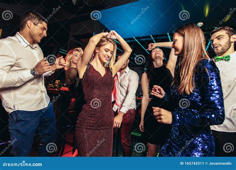Young People Dancing In Night Club Stock Image Image Of Light Group