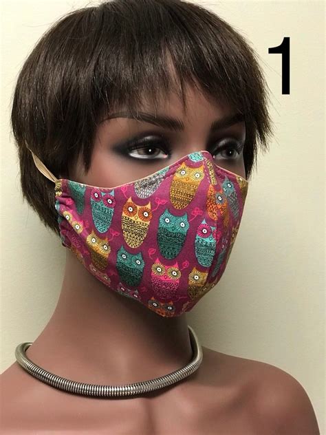 Adult Womens Quality 3 Layer Cotton Face Masks With Nose Etsy
