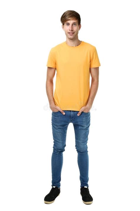 Young Man In Yellow T Shirt Stock Image Image Of Color Happiness