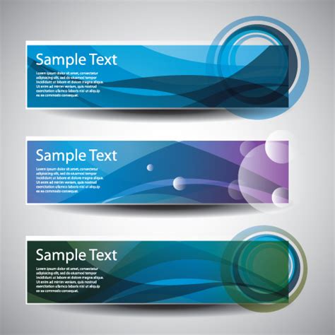 Abstract Blue Header Banners Design Vector Set 02 Free Download