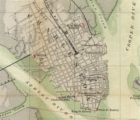 Charleston South Carolina 1865 Battle Map With Area Fortificationsar