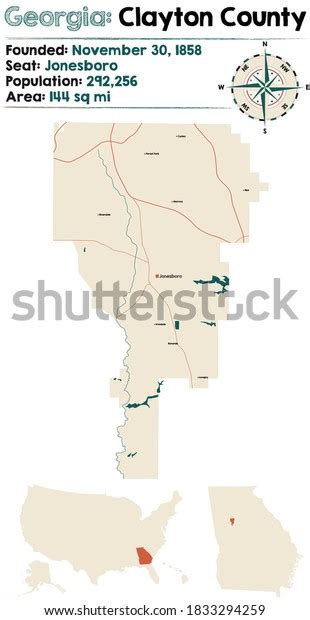Large Detailed Map Clayton County Georgia Stock Vector Royalty Free