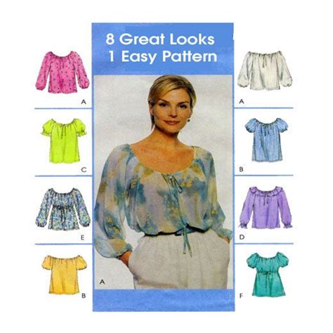 Womens Peasant Top Mccalls Sewing Pattern Easy To Make Gathered