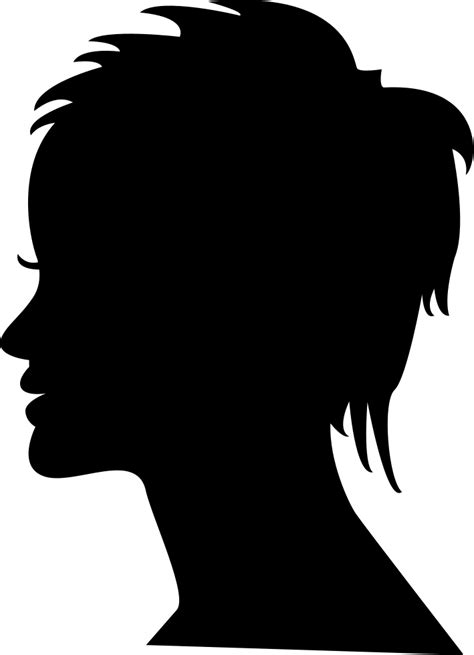 Short Female Hair On Side View Woman Head Silhouette Svg