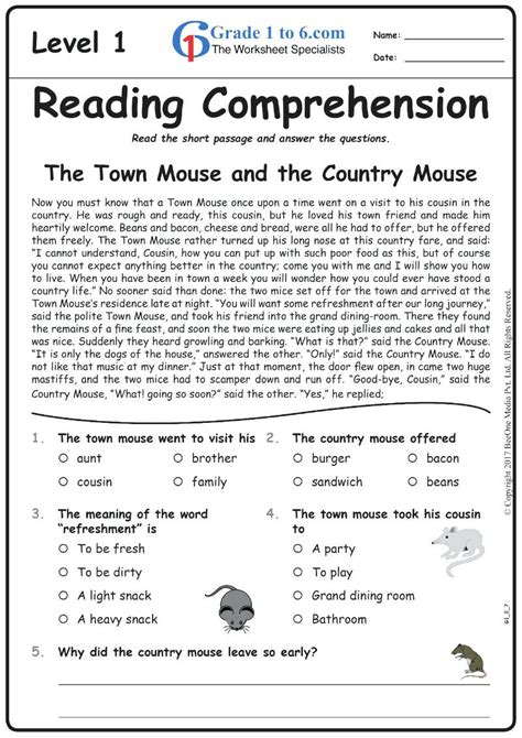 4th Grade Reading Comprehension Worksheets Multiple Choice 20 Best