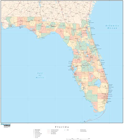 Florida Wall Map With Counties By Map Resources Mapsales