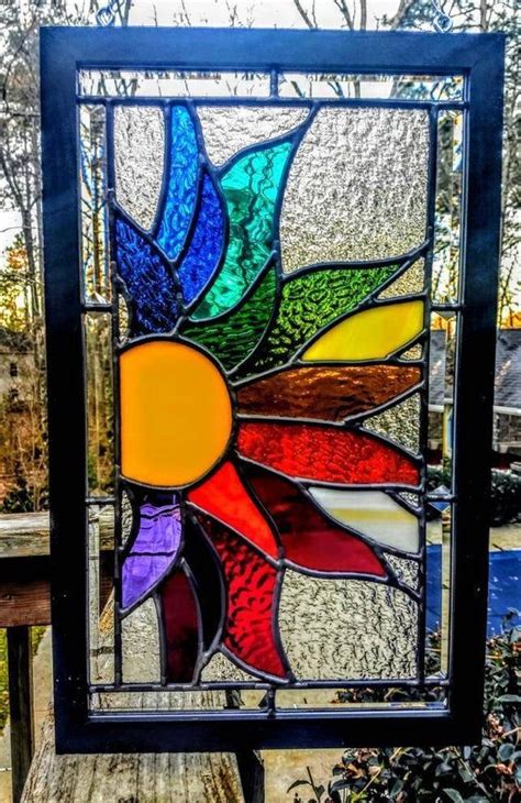 Beautiful Large Beveled And Leaded Stained Glass Sunburst Etsy Stained Glass Diy Faux