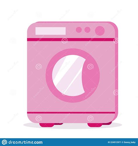 Illustration Of A Pink Washing Machine Cartoon Isolated Stock Vector