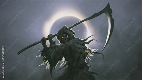Ilustração Do Stock The Death As Know As Grim Reaper Holding The