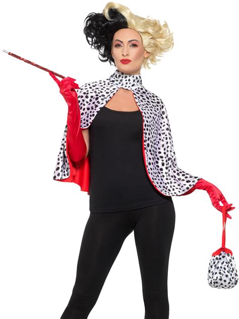 Ladies Deluxe Cruella Deville Fancy Dress Costume Dalmatians Villian