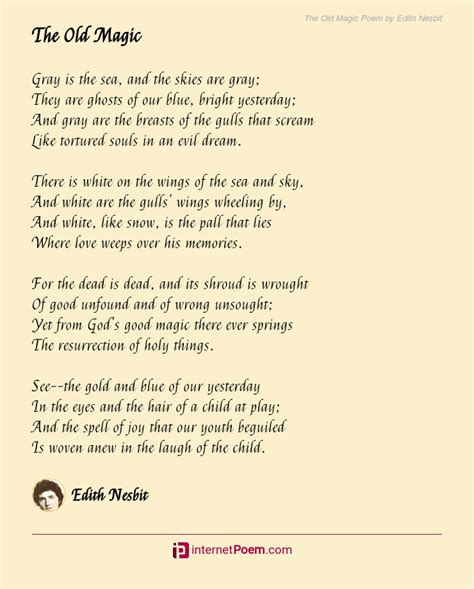 The Old Magic Poem By Edith Nesbit