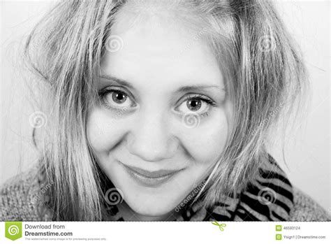 Good Girl With Messy Hair And Big Beautiful Eyes Stock Photo Image Of