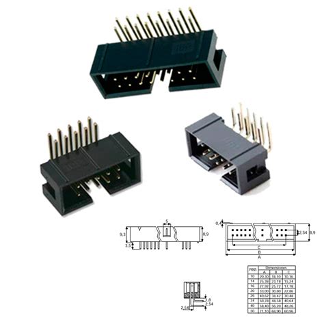 Conector Idc Macho Acodado 20 Pin Cable Plano Conectores