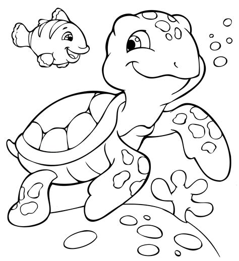 Cute Sea Turtle Coloring Page Free And Printable