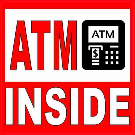 4in X 4in Picture Red And White Atm Inside Sticker Vinyl Business Sign