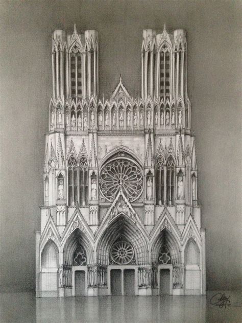 Reims Cathedral Pencil Drawing Dreams Of An Architect