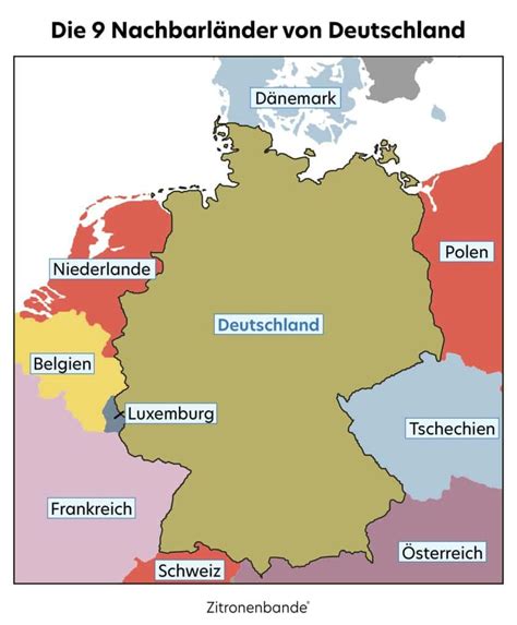 9 Nachbarländer von Deutschland Karte Übersicht