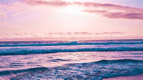 Download Seashore Sea Waves Sunset Beach 1920x1080 Wallpaper Full