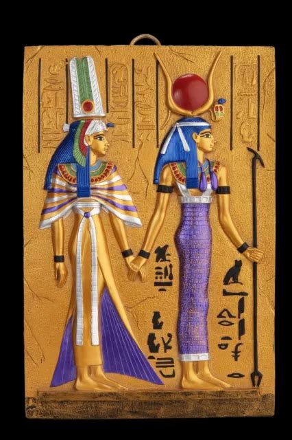 Ancient Egyptian Wall Art Relief Queen Nefertari Being Led By Isis Hand Painted 129 00 Picclick