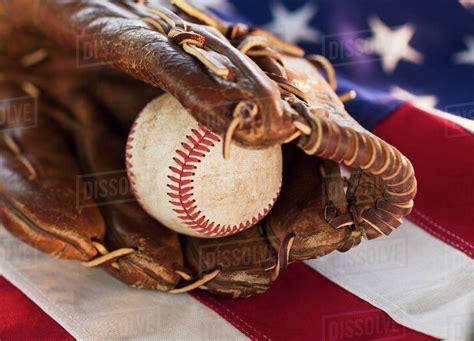 Baseball And American Flag Stock Photo Dissolve