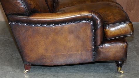 Stunning Vintage Fully Restored Hand Dyed Brown Leather Howards And Son