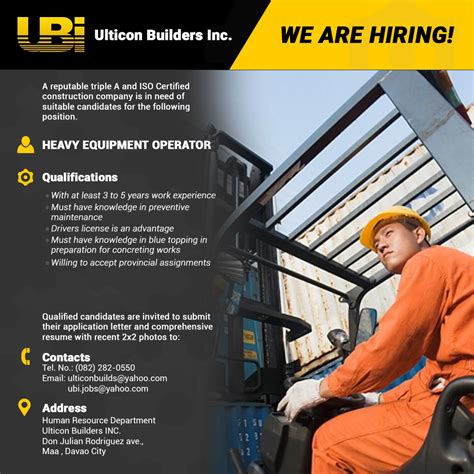 Now Hiring Heavy Equipment Operator Ulticon Builders Inc Ulticon